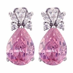 Pink Sapphire CZ Pear Shape Earrings